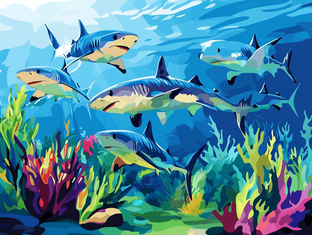 AI illustration of baby tiger sharks