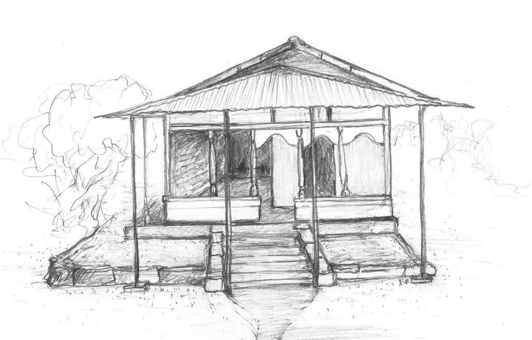 Artistic sketch of Gein Miski (mosque) by Ibrahim Rafeeq