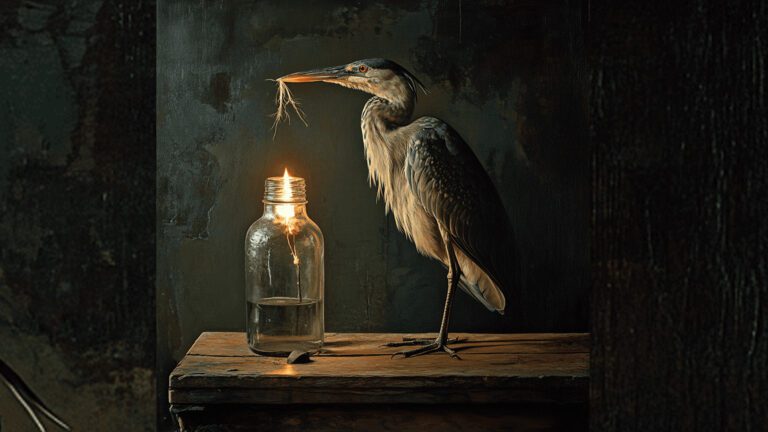 AI illustration of a tame pond heron