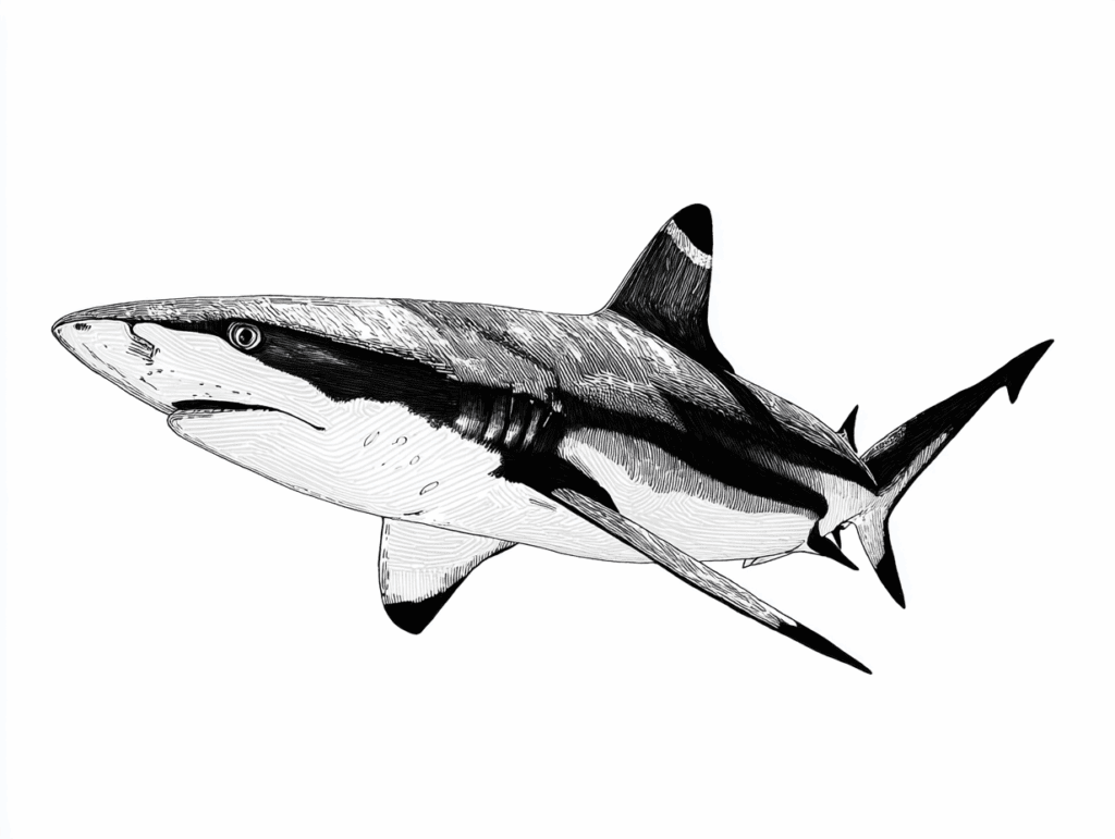 AI illustration of a blacktip reef shark.