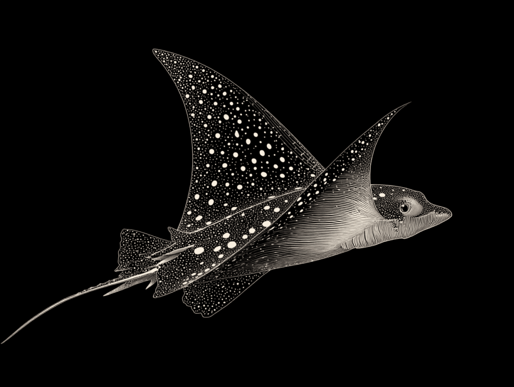 AI illustration of a white-spotted eagle ray